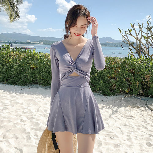 2024新款泳衣女连体裙式仙女范遮肚显瘦性感韩国ins风泡温泉泳装