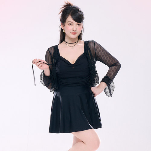 2025新款泳衣女夏季保守裙式连体显瘦遮肚小胸性感韩国温泉游泳衣