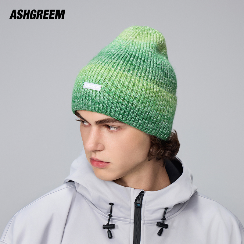 ASHGREEM针织帽冬季反光加厚保暖大头围骑行滑雪护耳防风毛线冷帽
