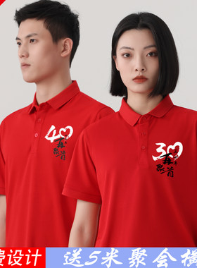 同学聚会t恤定制翻领短袖工作服印logo同学会20周年30年纪念服装