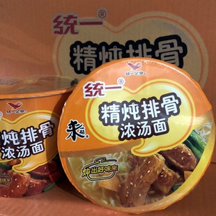 包邮统一来一桶精炖排骨面整箱12桶装方便面宿舍速食清淡泡面点心