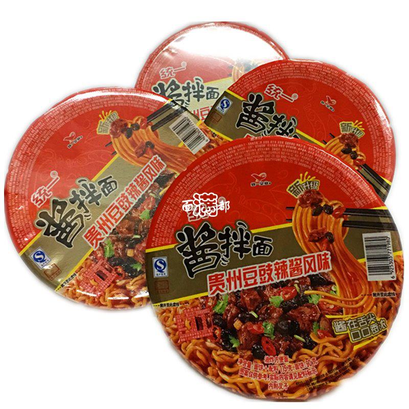 包邮统一酱拌面贵州豆豉辣酱风味碗面整箱12盒装泡面方便面条宵夜
