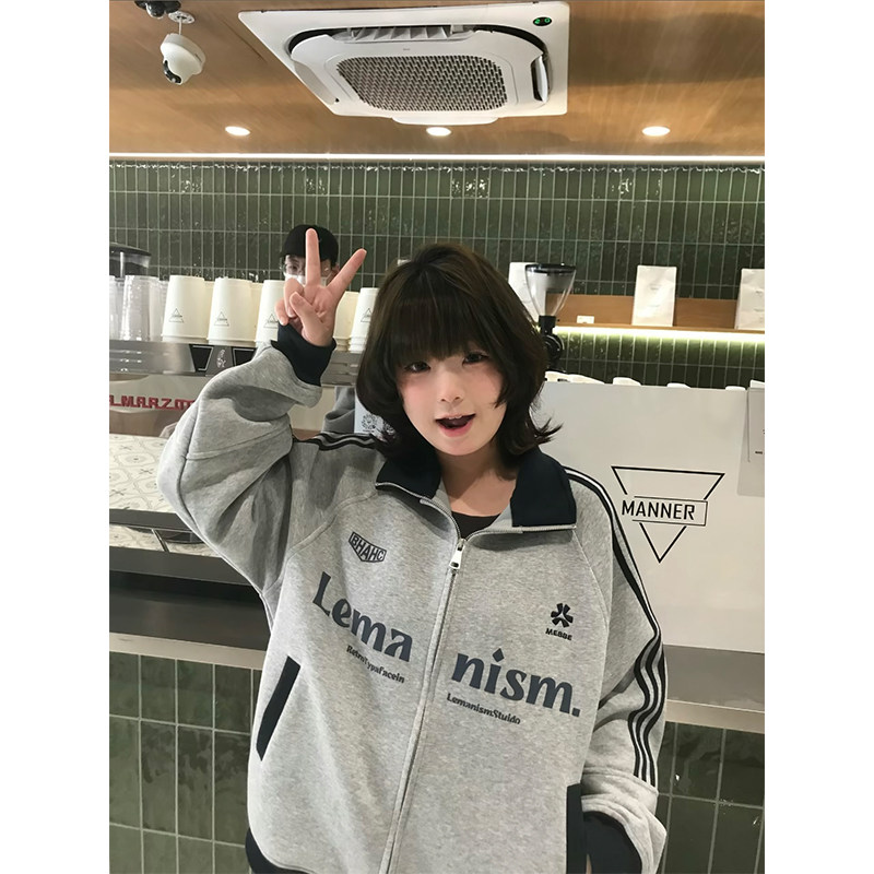通勤风小众可爱卫衣女秋冬宽松显瘦百搭复古休闲大码外套上衣ins