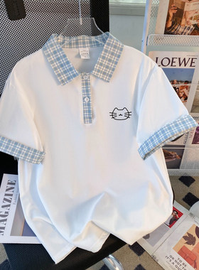 ins夏季甜美新款翻领爆款短袖T恤polo2026上衣学院大学生慵懒风女