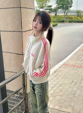 韩版学院风小波点印花外套女生春秋季清新气质多巴胺潮流新款上衣