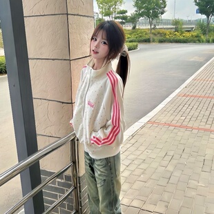 韩版学院风小波点印花外套女生春秋季清新气质多巴胺潮流新款上衣