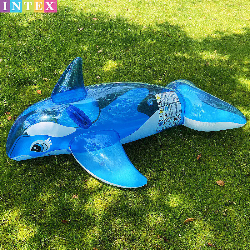 intex儿童水上充气漂浮玩具 蓝鲸坐骑游泳圈青少年游泳池冲浪浮船