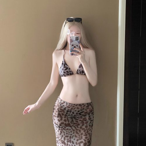 欧美风泳衣女性感复古豹纹比基尼