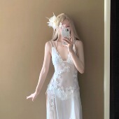 aystudio2025新款 比基尼夏性感纯欲风辣妹开叉长裙温泉度假泳衣女