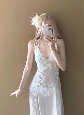 aystudio2025新款比基尼夏性感纯欲风辣妹开叉长裙温泉度假泳衣女