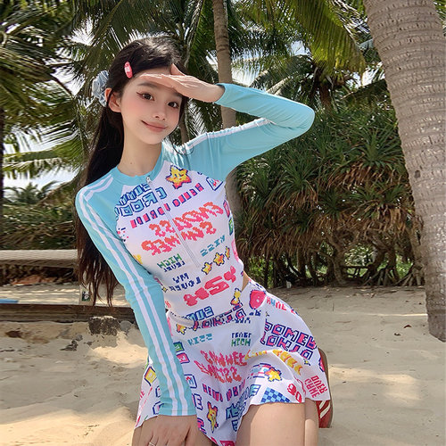 新款分体泳衣保守显瘦长袖冲浪服