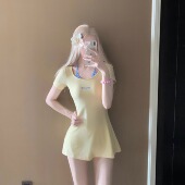 AYSTUDIO甜美可爱分体泳衣女平角保守显瘦遮肉小胸聚拢温泉度假风