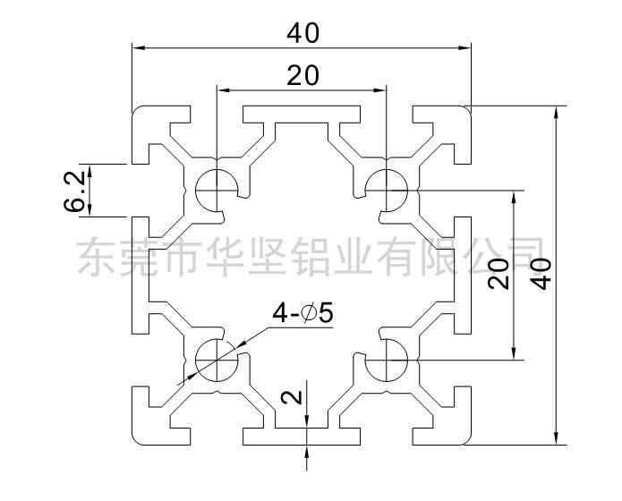 4420g欧标铝型材 4040双槽 6mm槽口