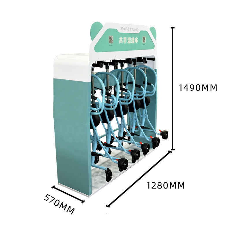 共享便民儿童手推车商用扫码带锁遛娃车景区商场自助四轮折叠童车