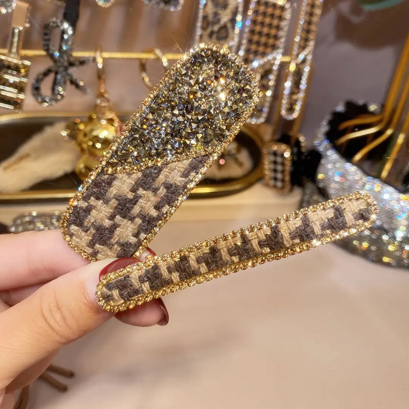 韩国千鸟格发夹网红侧边夹鸭夹