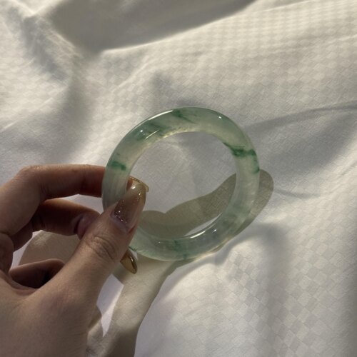 玉长情【林雾栖川】缅甸高端翡翠冰透飘花玉手镯子正品真玉石处理