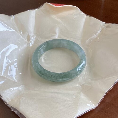 玉长情【语云叙静】缅甸高端翡翠冰种油青飘花玉手镯正品真玉处理