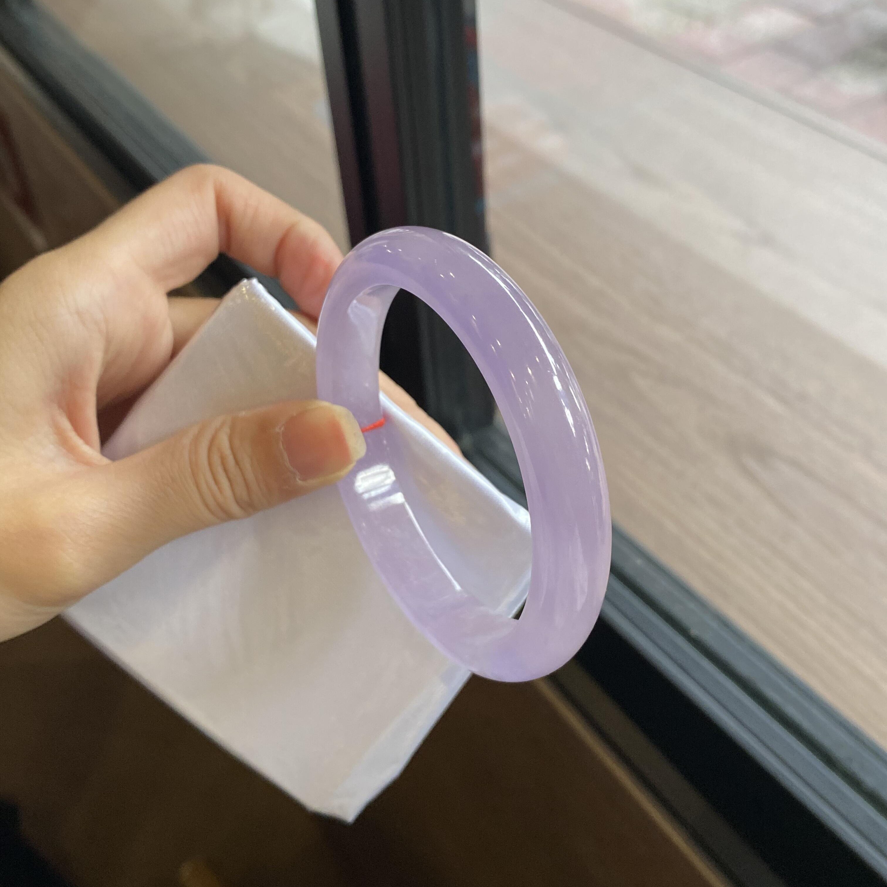 玉长情高端缅甸高冰种紫罗兰纯色翡翠玉手镯子女款真玉石正品处理