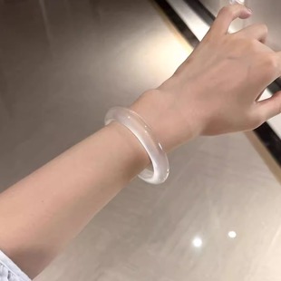 玉长情高冰透种白月光荔枝冻玉髓玛瑙玉手镯子官方旗舰店正品饰品