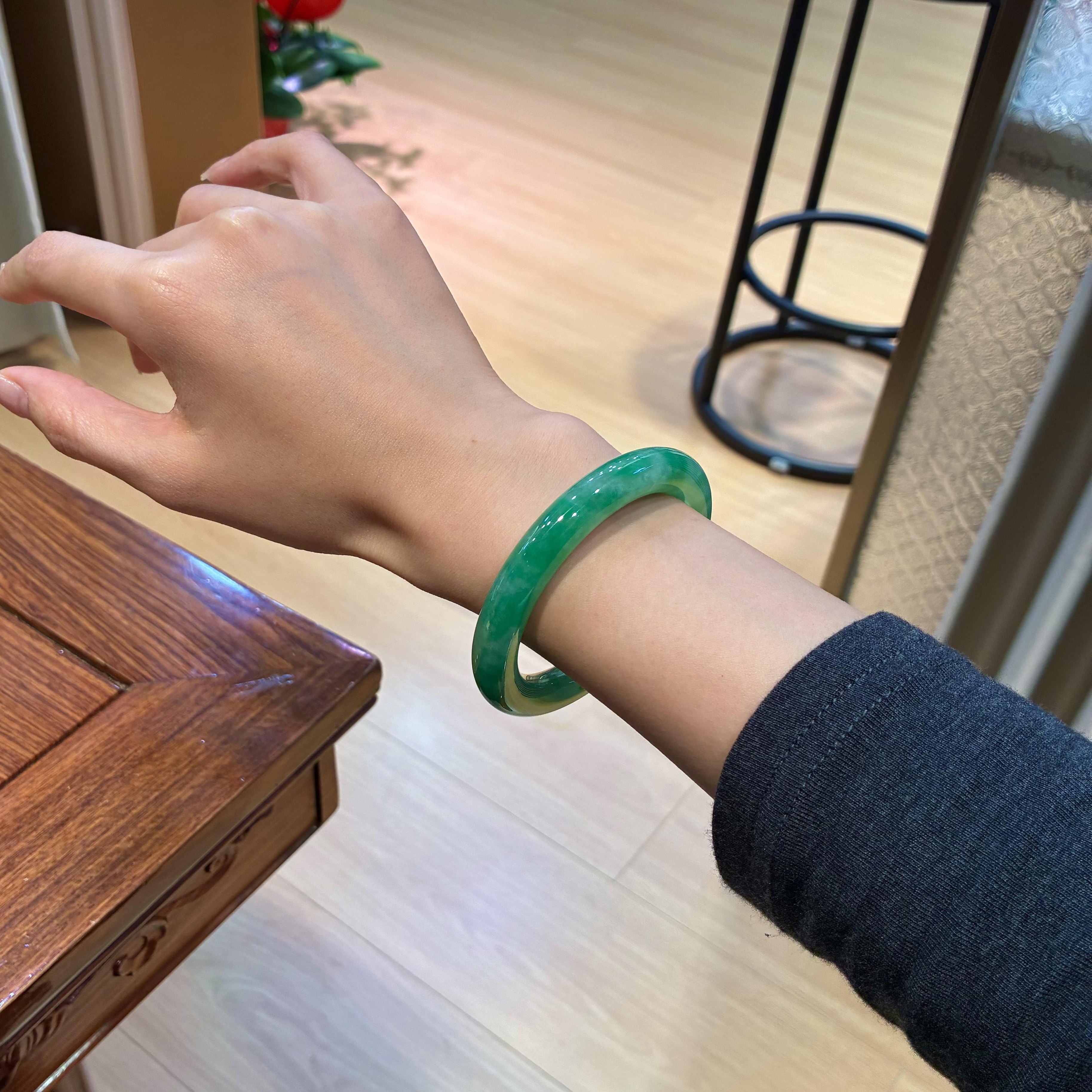 玉长情高端缅甸翡翠手镯冰种帝王绿满绿玉手镯女款正品真玉石处理