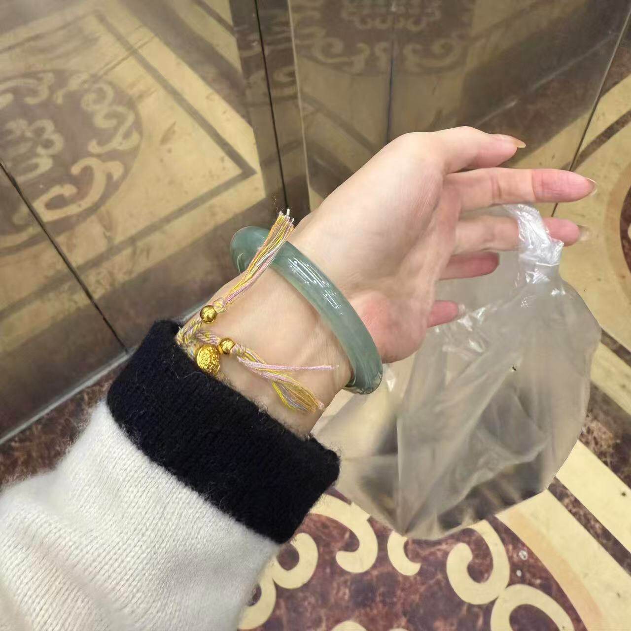 玉长情高端缅甸翡翠油青冰种飘花玉手镯子女款贵妃正品真玉石处理