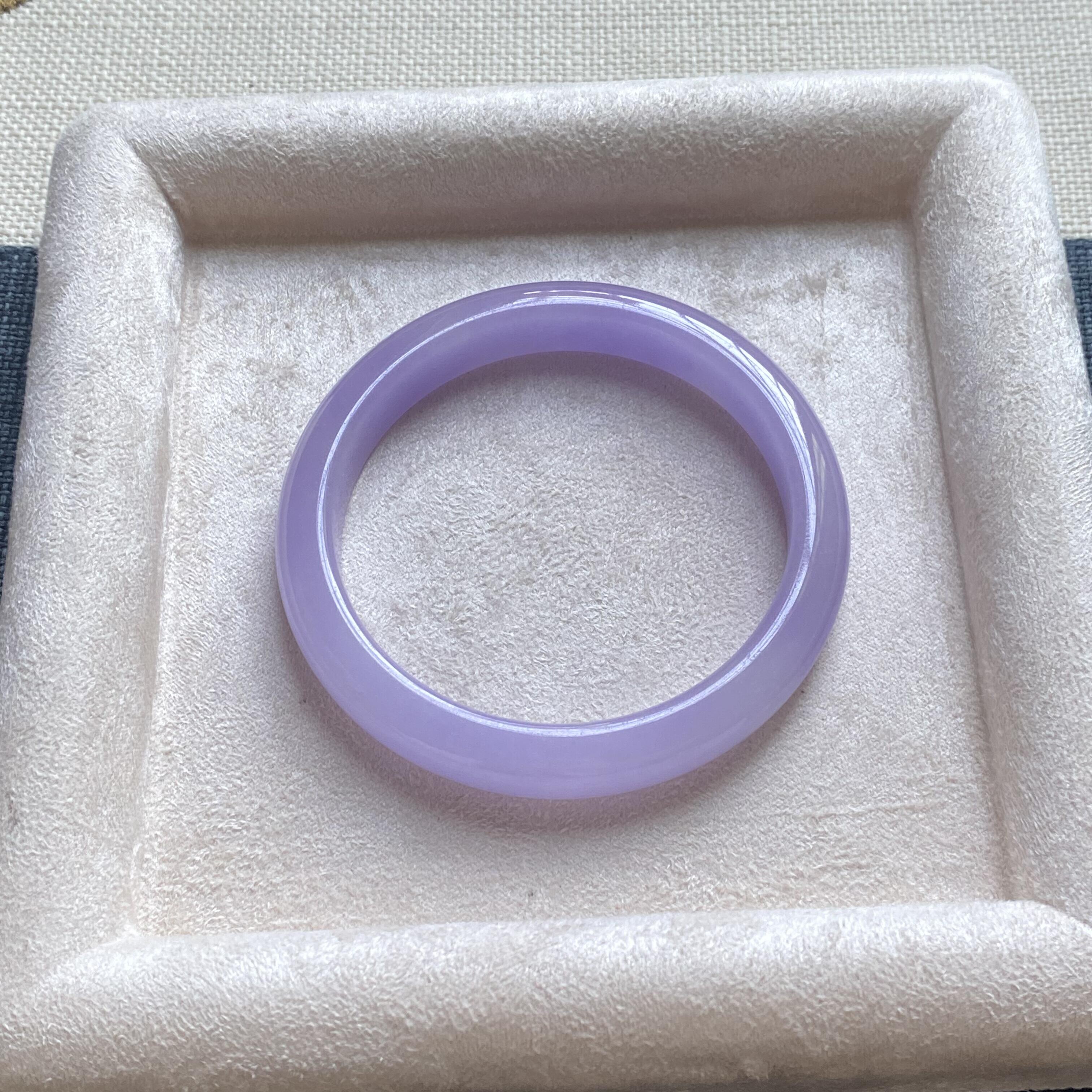 玉长情缅甸高端紫罗兰纯色糯冰种翡翠玉手镯子女款正品真玉石处理