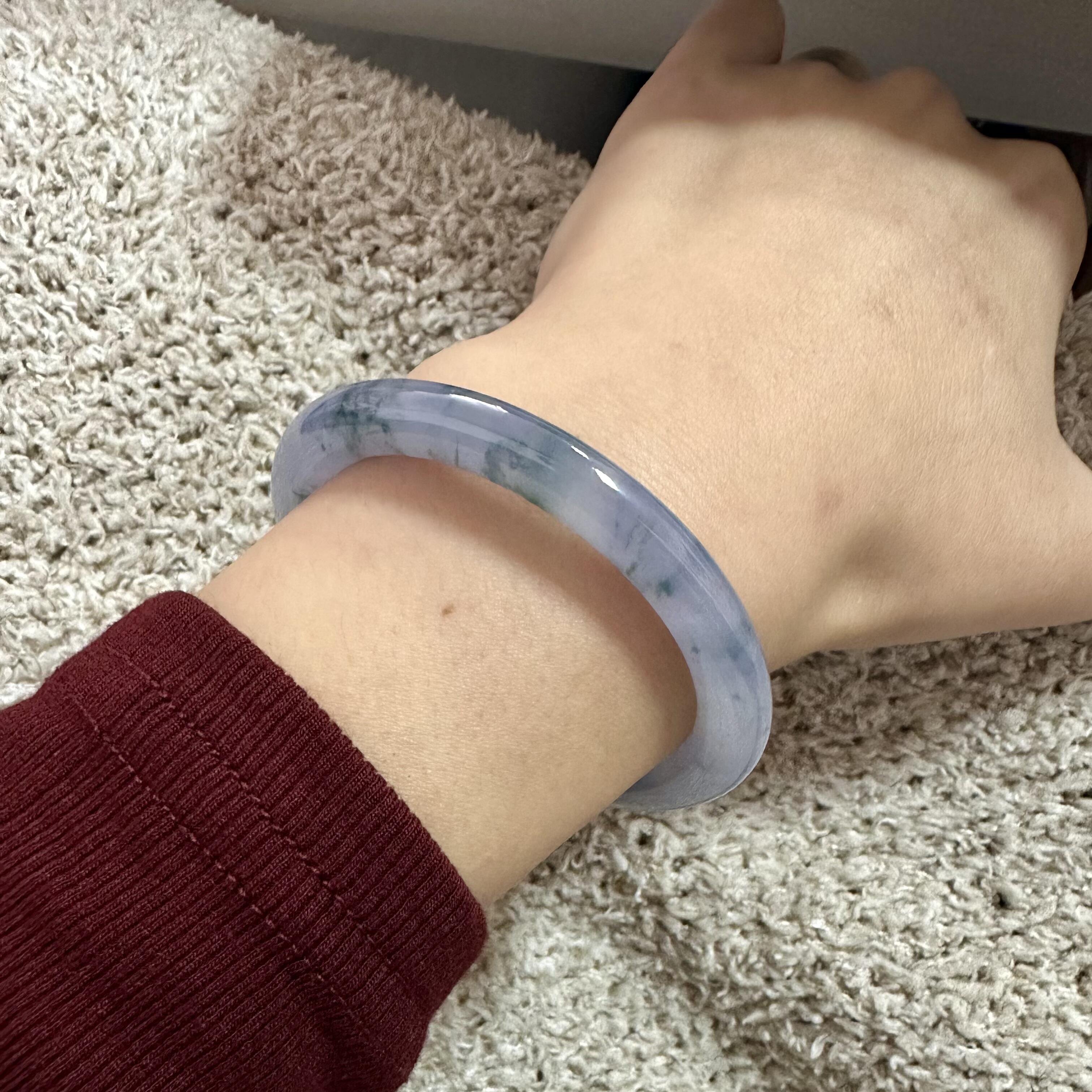 玉长情高端缅甸翡翠冰种春彩紫罗兰飘花莫奈花园女款玉石处理微瑕