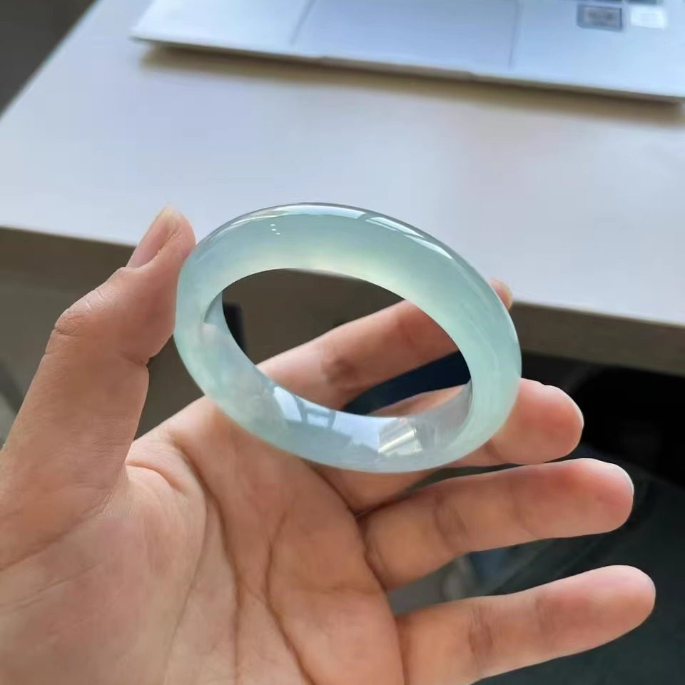 玉长情冰种缅甸翡翠玉手镯子纯色高端女款玉石手镯贵妃步离镯处理