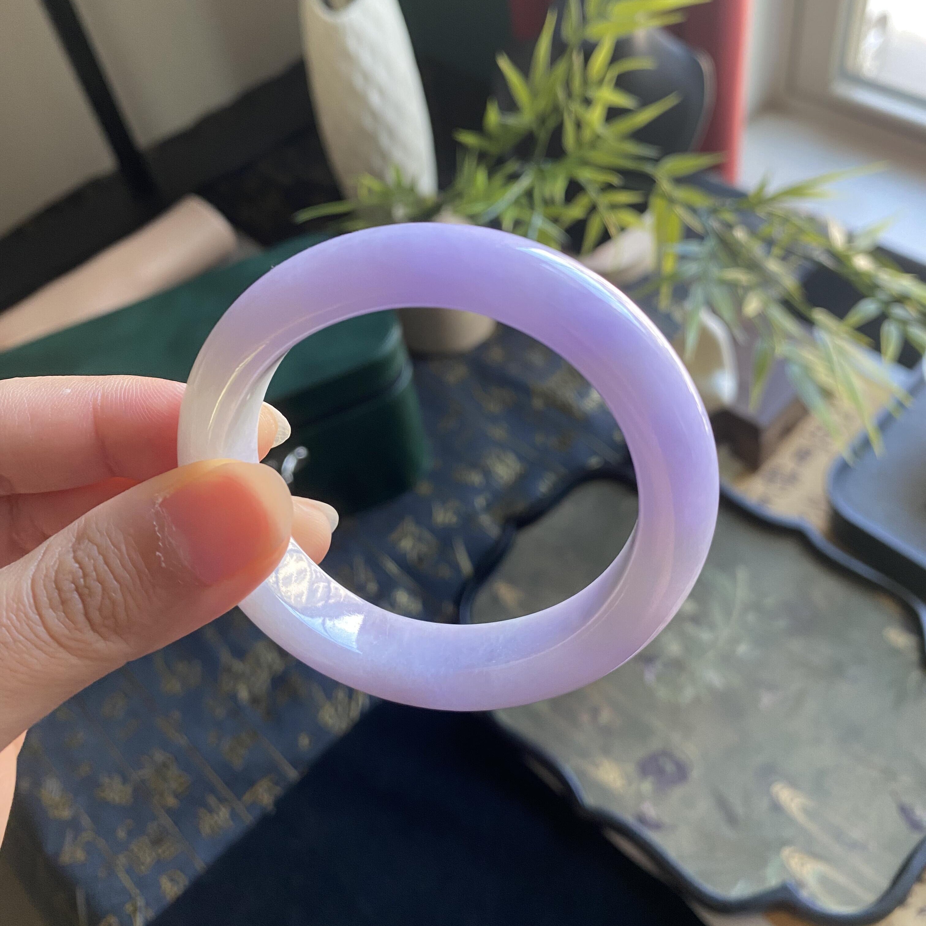 玉长情缅甸老坑翡翠手镯糯冰种紫罗兰飘花高端玉石手镯子正品处理