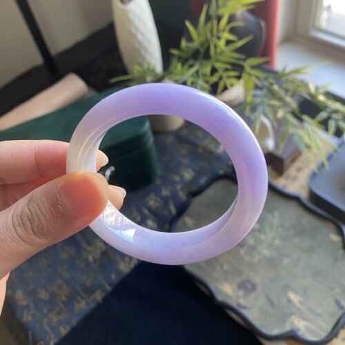 玉长情缅甸老坑翡翠手镯糯冰种紫罗兰飘花高端玉石手镯子正品处理