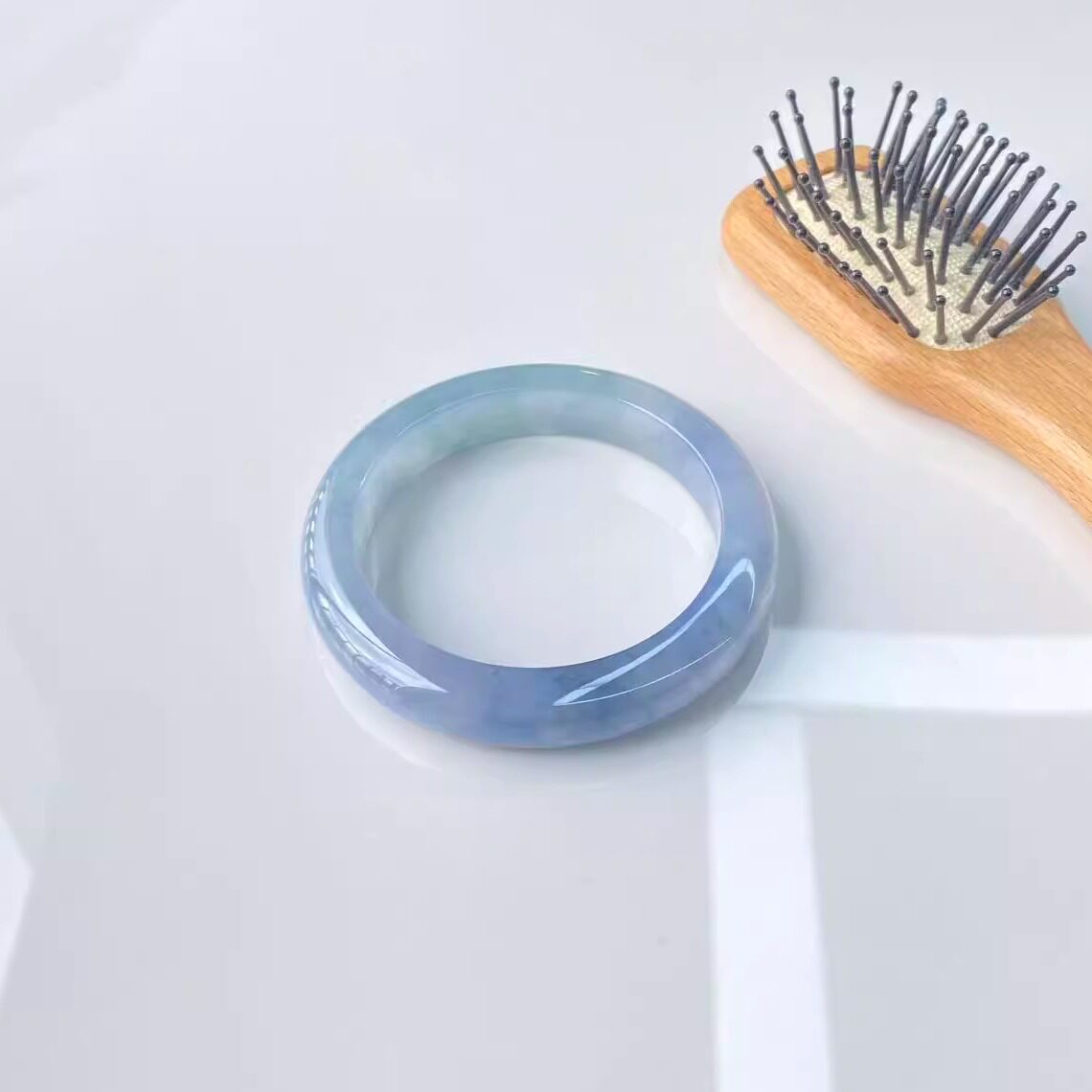 玉长情紫罗兰翡翠冰种玉手镯子高端正品缅甸旗舰店步离镯真玉处理