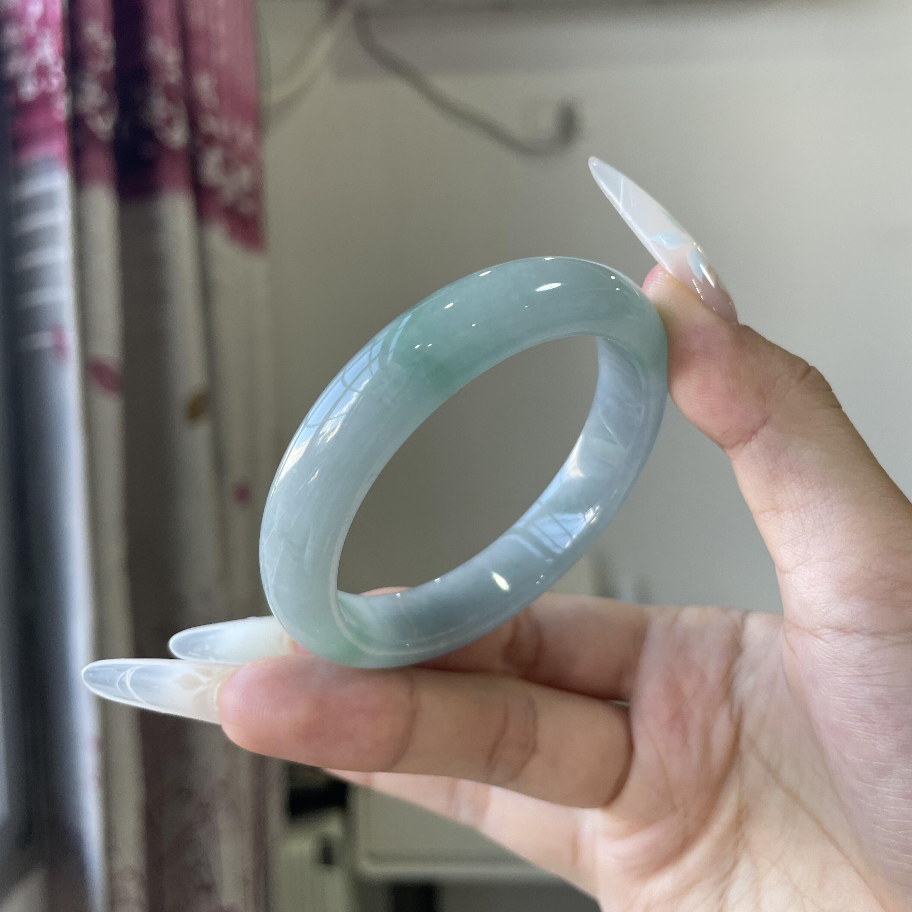 玉长情高端缅甸翡翠玉石蓝晴油青冰糯种女饰品飘花手镯子正品处理
