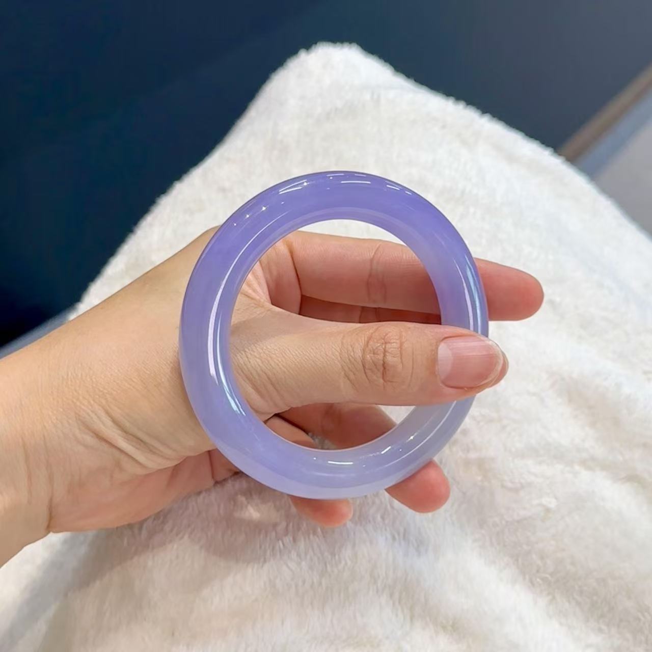 玉长情【烟紫浮玑】高端糯冰种缅甸翡翠紫罗兰纯色女款真玉石处理