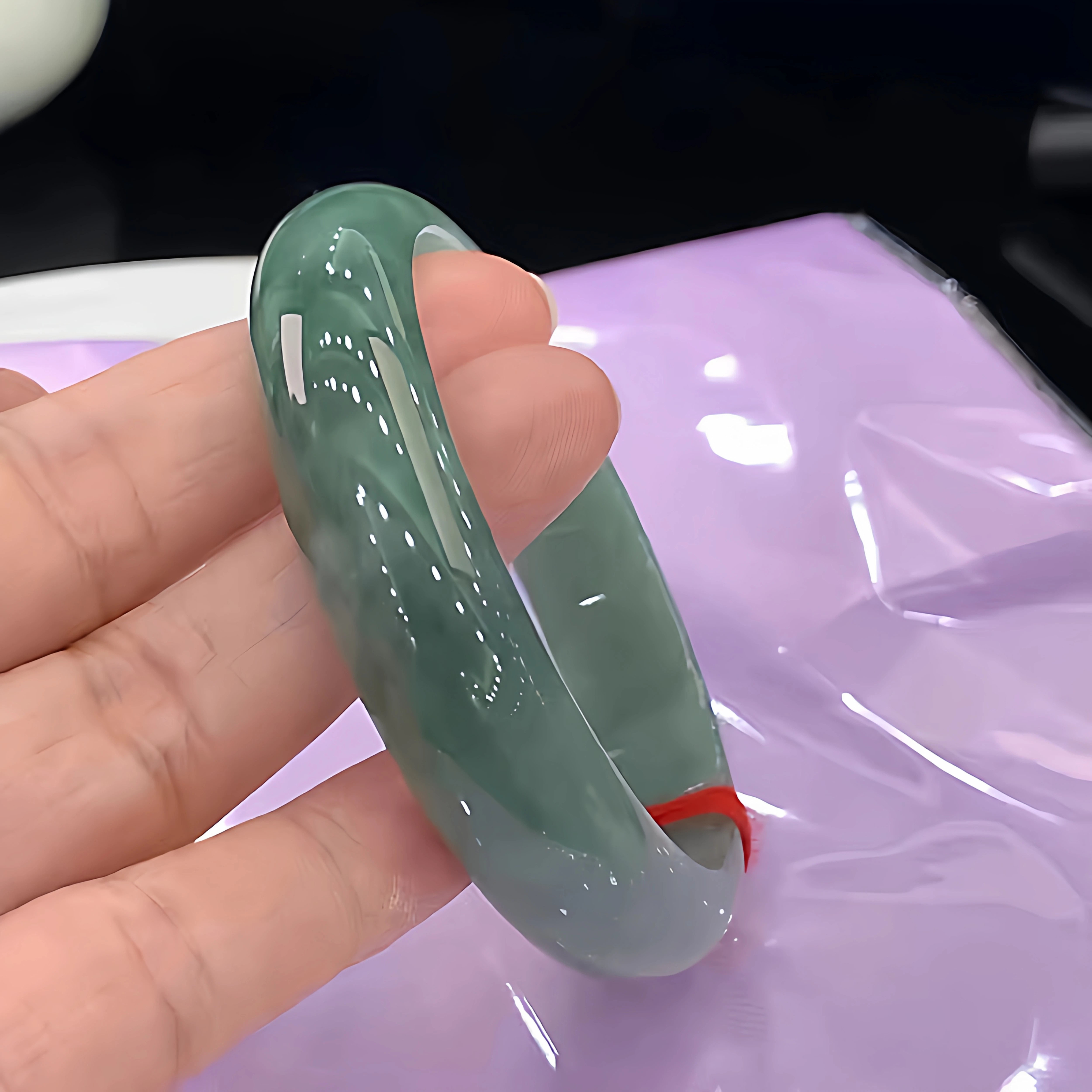 玉长情【晴空凝辉】缅甸高端翡翠冰种油青玉手镯子正品真玉石处理