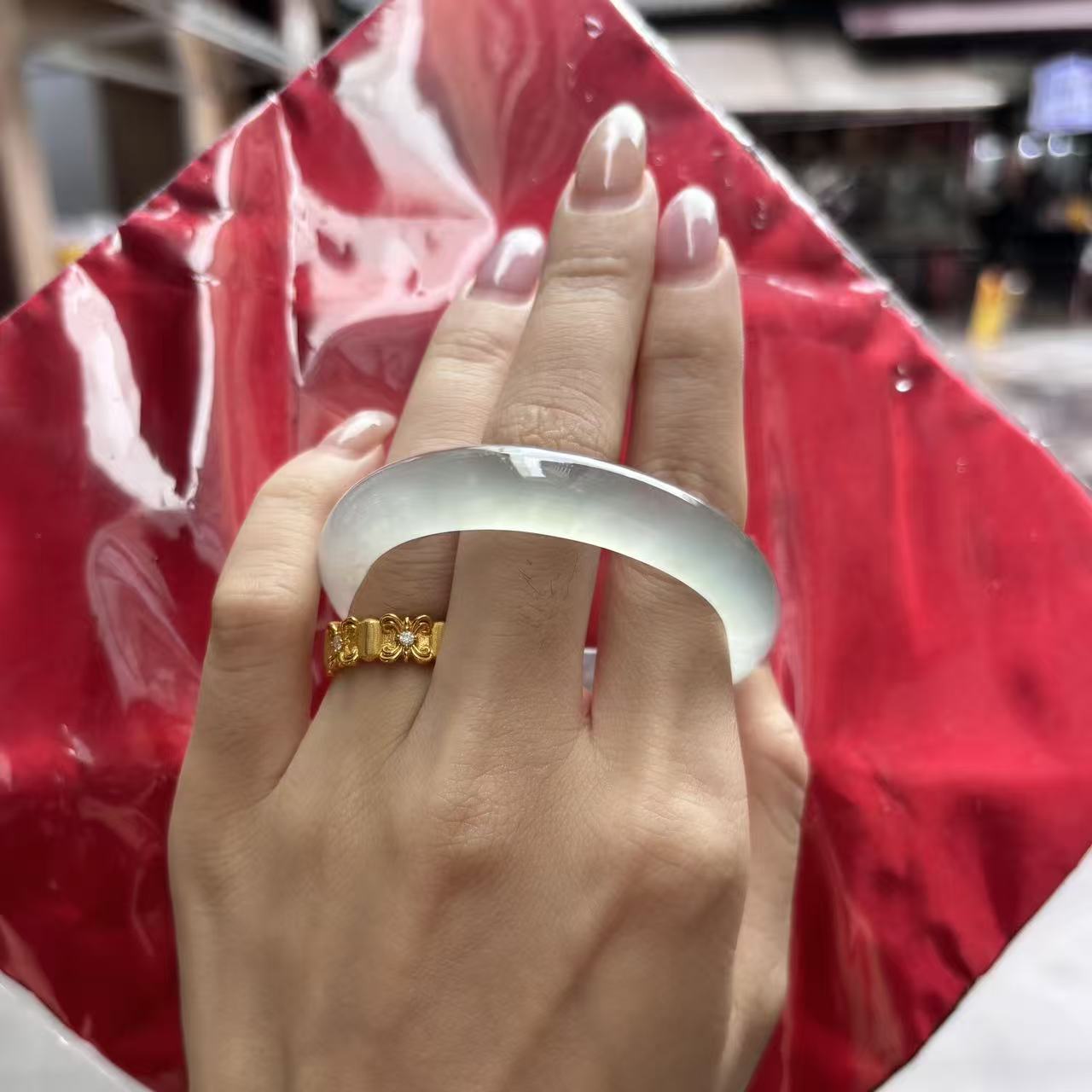 玉长情【溟色栖钏】高端缅甸翡翠女款高冰种白月光正品真玉石处理