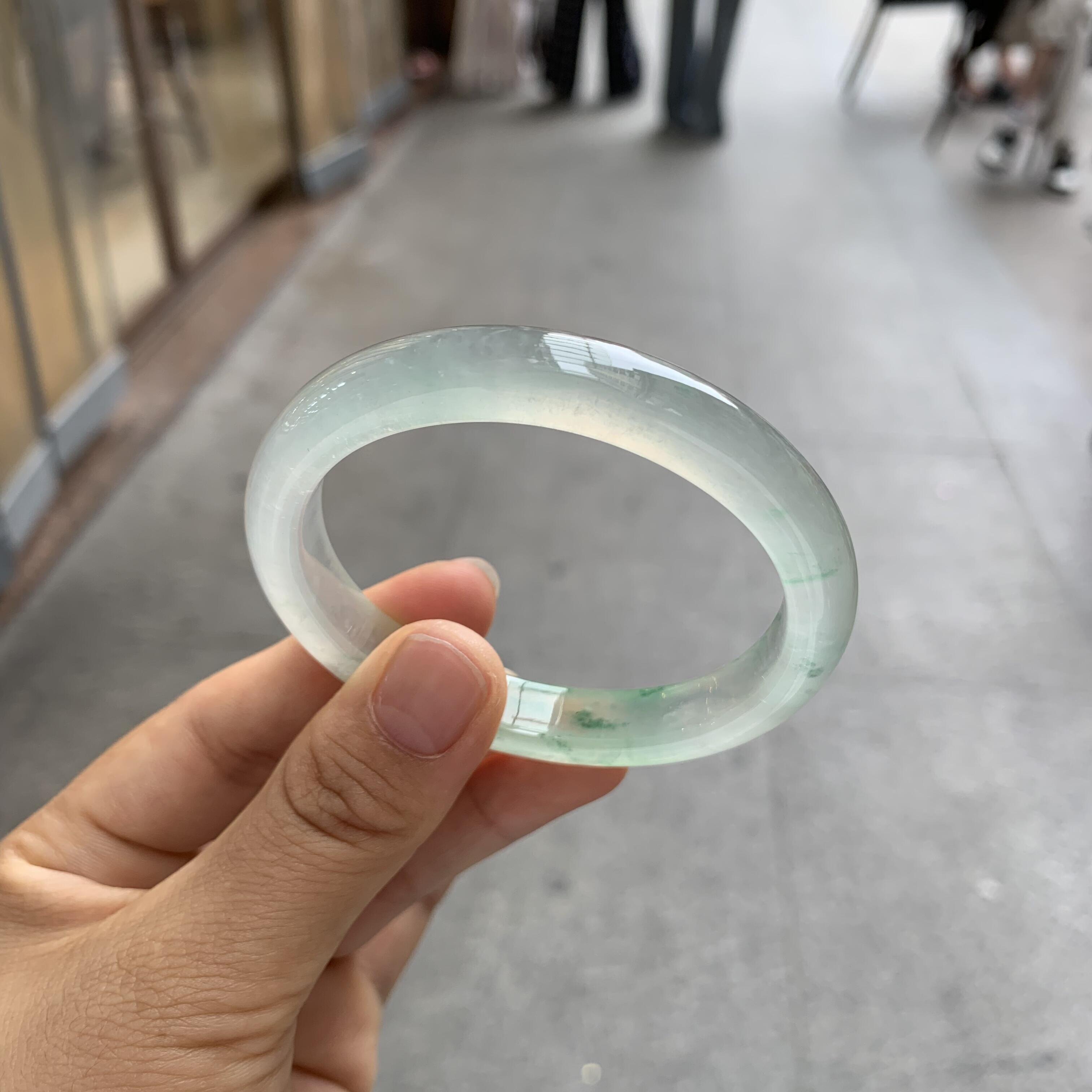玉长情高端缅甸翡翠老坑纯色冰种冰透飘花真玉正品手镯子女款处理
