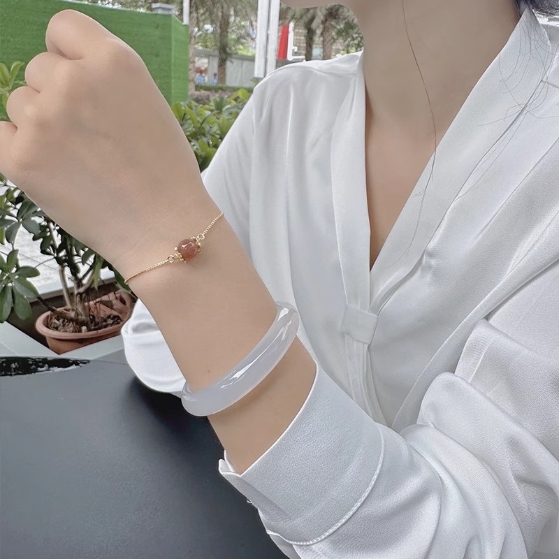 玉长情白月光翡翠A货玉髓手镯冰种玛瑙叮当镯正品情侣送女友礼物