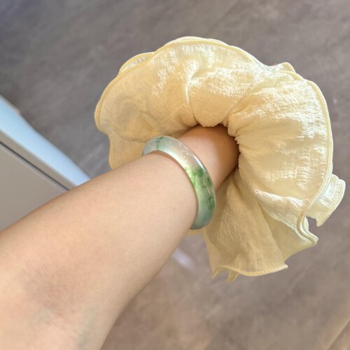 玉长情【凉月知柔】缅甸高端翡翠冰透飘花玉手镯子正品真玉石处理