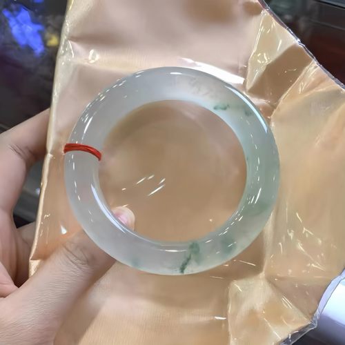 玉长情【澄心若雪】缅甸高端翡翠冰透飘花玉手镯子正品真玉石处理