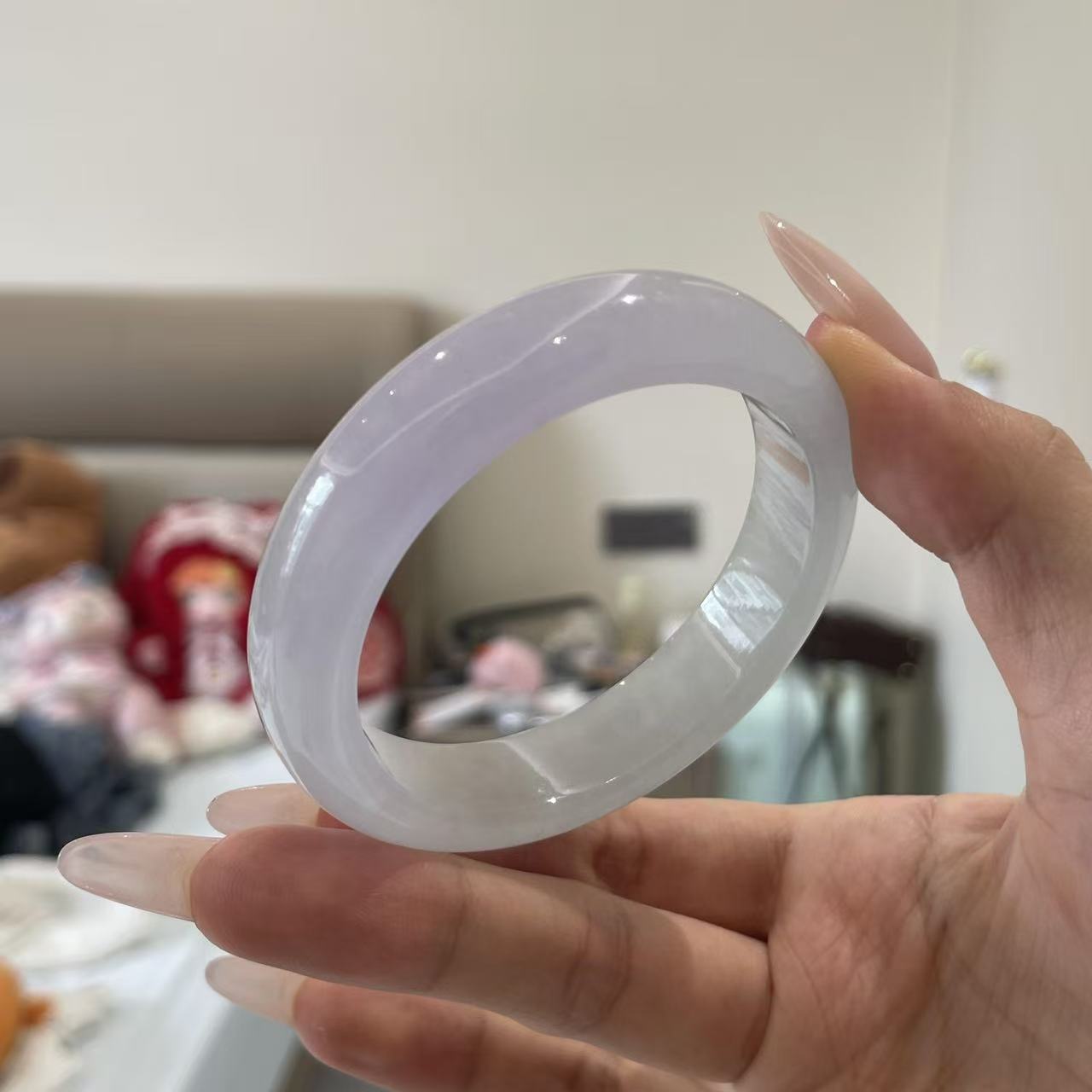 玉长情【霞紫凝钏】高端缅甸翡翠手镯紫葡萄糯冰种紫罗兰玉石处理
