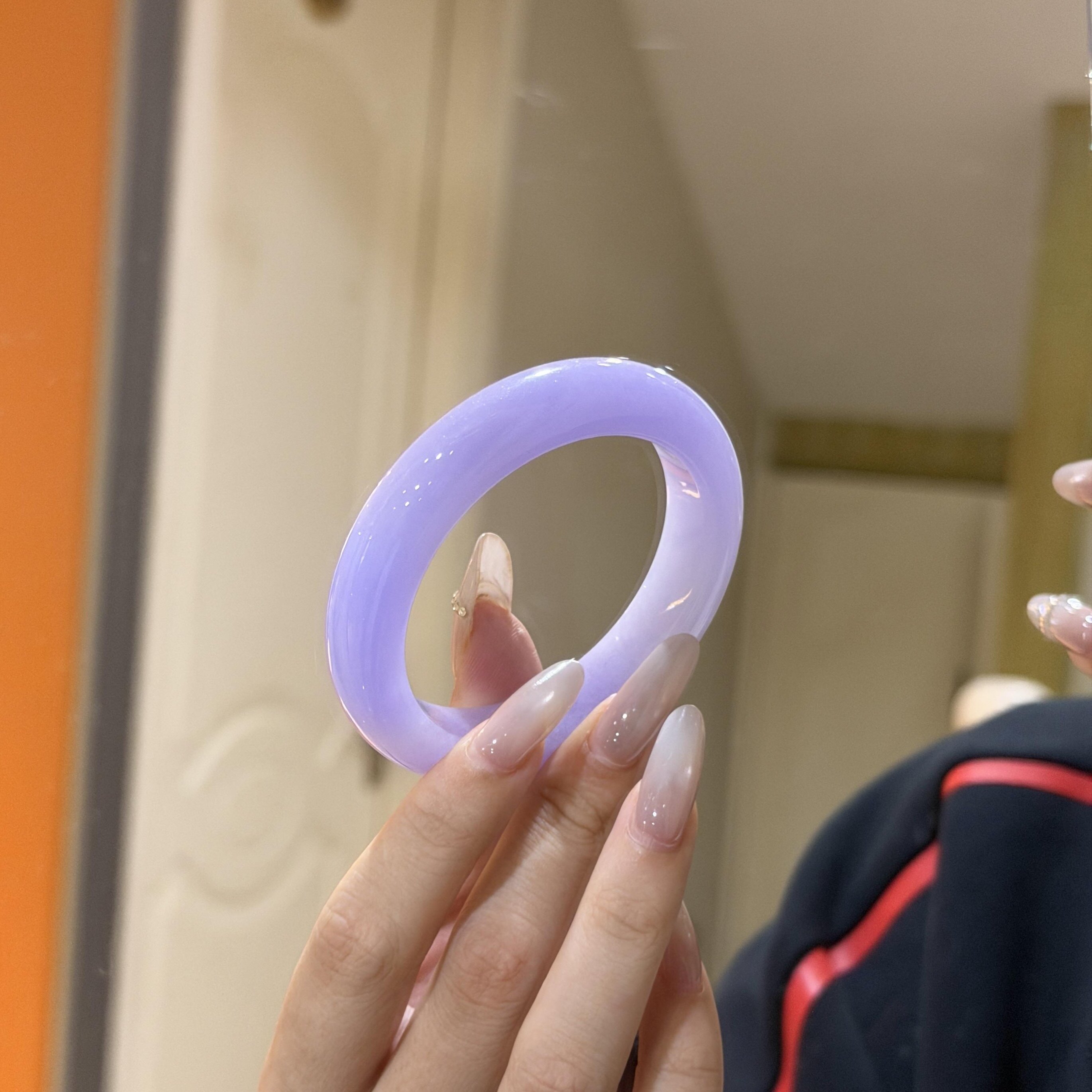 玉长情高端缅甸翡翠女款正品冰种紫罗兰纯色玉手镯子贵妃玉石处理