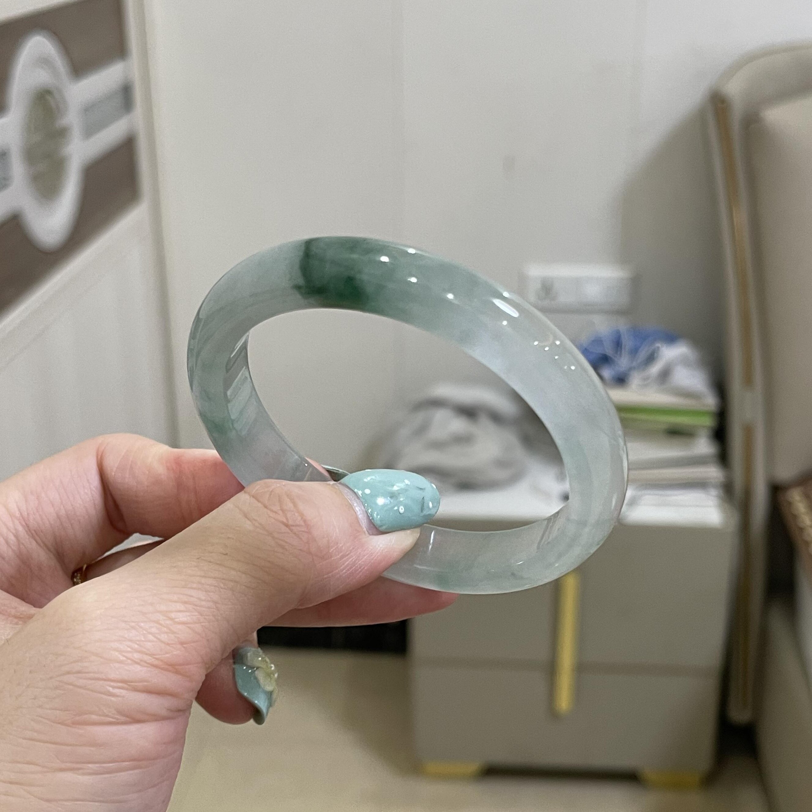 玉长情缅甸翡翠老坑纯色冰种冰透白底飘花真玉正品手镯子女款处理