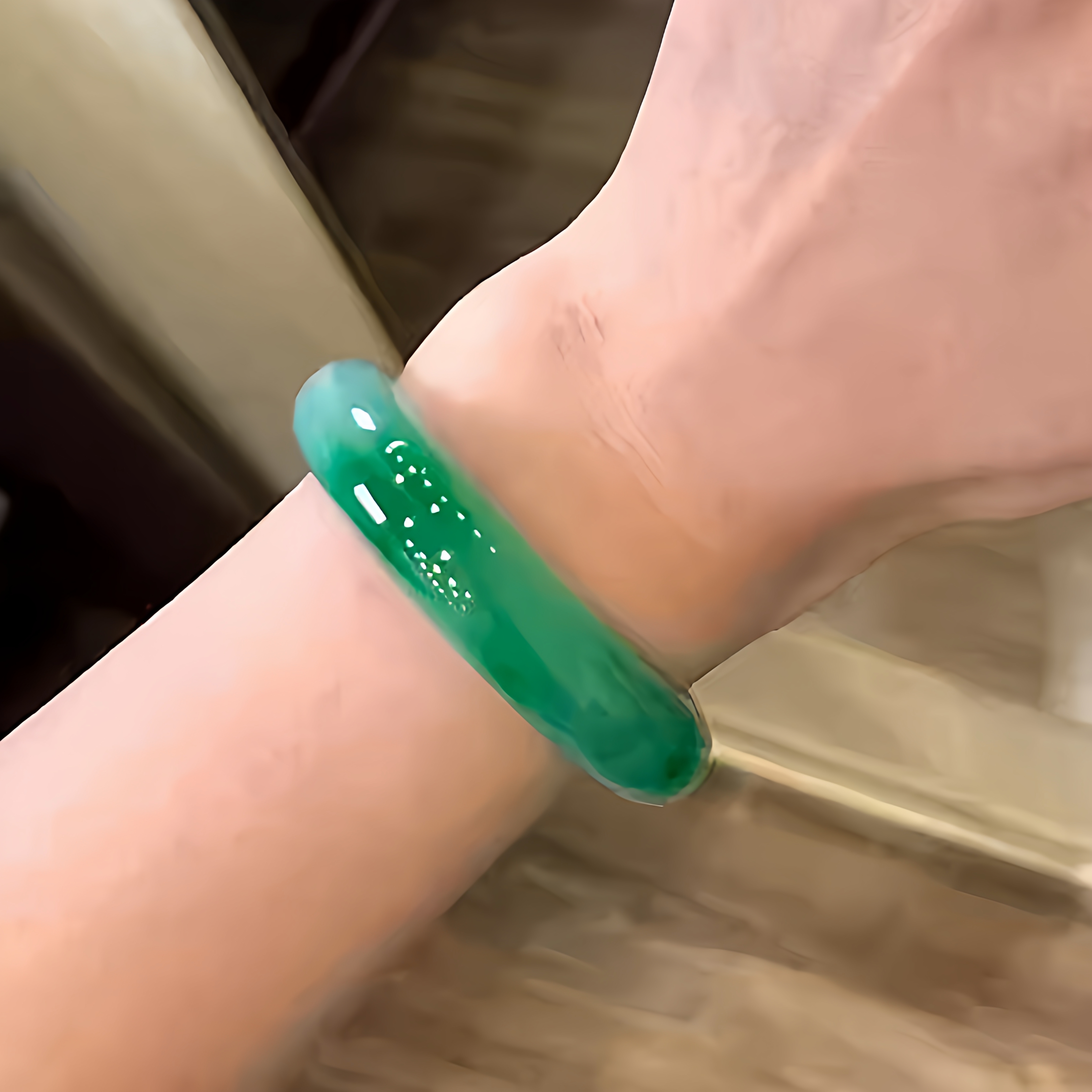 玉长情缅甸冰种翡翠玉手镯子半山水阳绿旗舰店玉镯子女款玉石处理