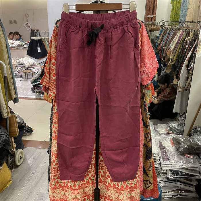 MD谜点夏款高腰系带铜氨丝九分哈伦裤女百搭显瘦休闲小脚裤潮