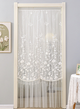 法式田园蕾丝白色半帘短帘门帘纱帘美式乡村厨房隔断窗帘免打孔