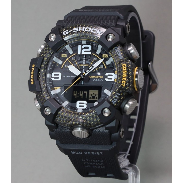 卡西欧G-SHOCK三代小泥王黄黑色蓝牙户外运动手表男GG-B100Y-1A