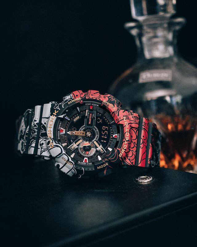 卡西欧g-shock海贼王联名限量版圆形运动防水手表ga-110jop-1a4