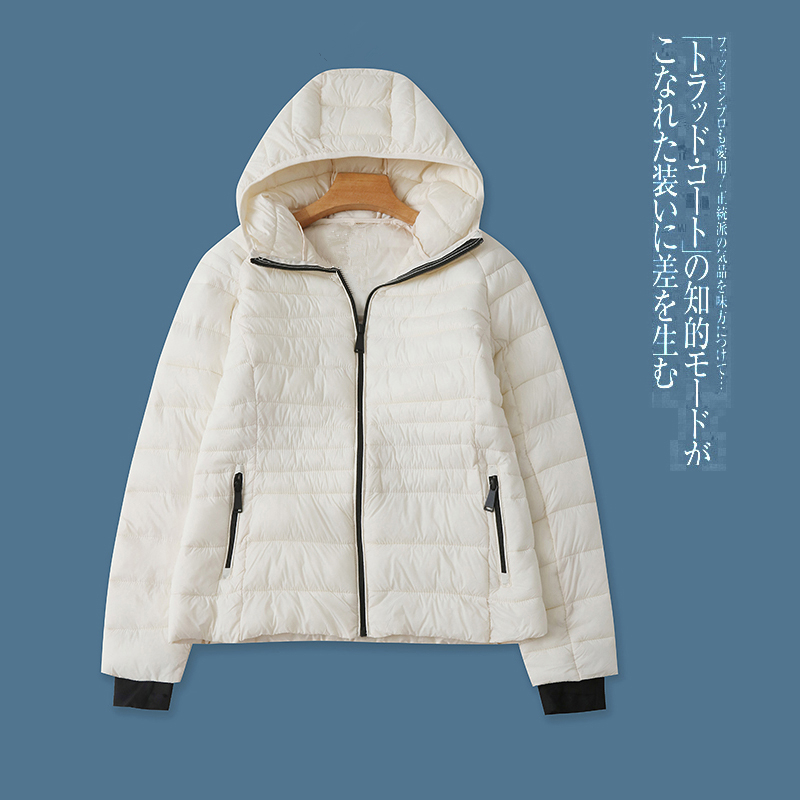 轻薄棉衣 秋冬新外贸女装时尚修身连帽领长袖拉链双口袋棉服26761