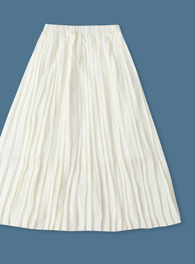 百褶雪纺半身裙 春夏新款外贸女装时尚松紧腰纯色显瘦中长裙32375