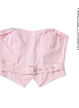 抹胸背心  夏秋新款外贸女装欧美街头风复古后拉链腰带配饰31807